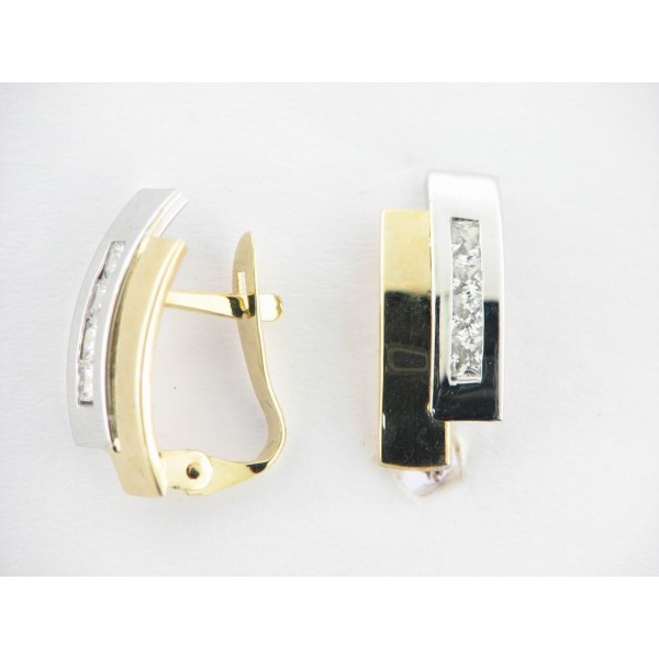 Pendientes Oro Bicolor Piedras