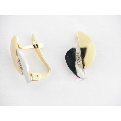 Pendientes Oro Bicolor Piedras Pendientes Oro Bicolor Piedras