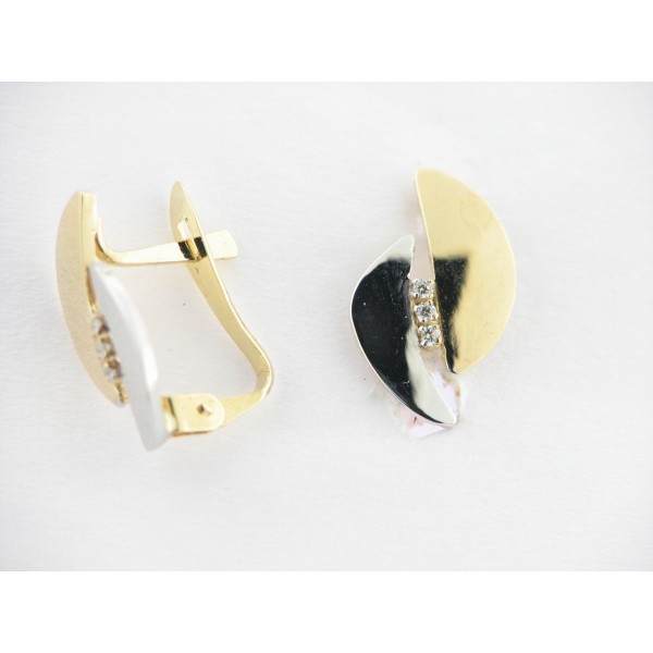 Pendientes Oro Bicolor Piedras