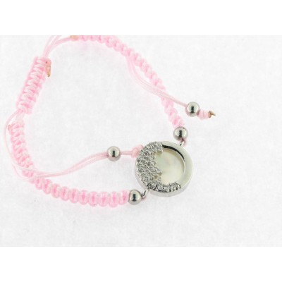 Pulsera Hilo Rosa Acero Nacar Piedras Pulsera Hilo Rosa Acero Nacar Piedras