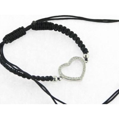 Pulsera Hilo Negro Corazon Piedras Pulsera Hilo Negro Corazon Piedras
