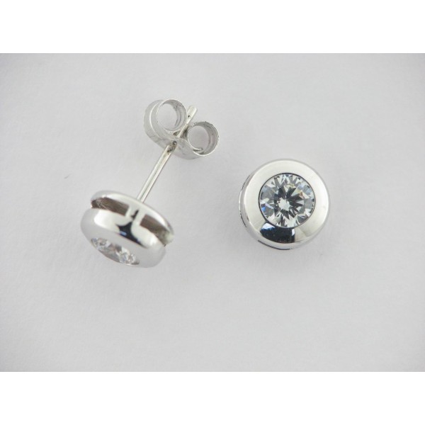 Pendientes Oro Blanco Piedra