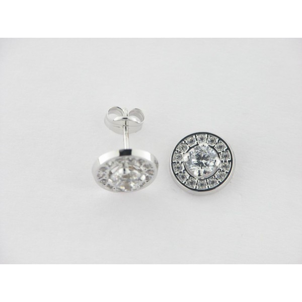 Pendientes Oro Blanco Piedras