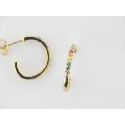 Pendientes Aro Oro Piedras Colores Pendientes Aro Oro Piedras Colores