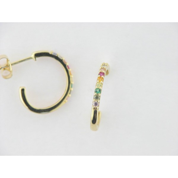 Pendientes Aro Oro Piedras Colores