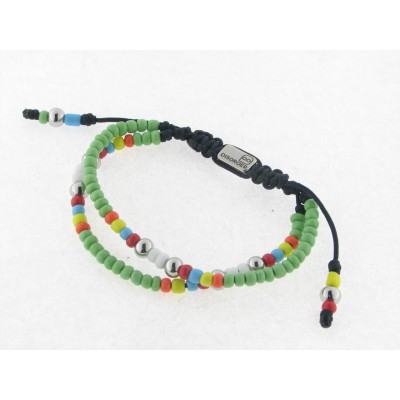 Pulsera Hilo Negro Bolas 4 mm Rojo Acero Pulsera Hilo Negro Bolas 4 mm Rojo Acero