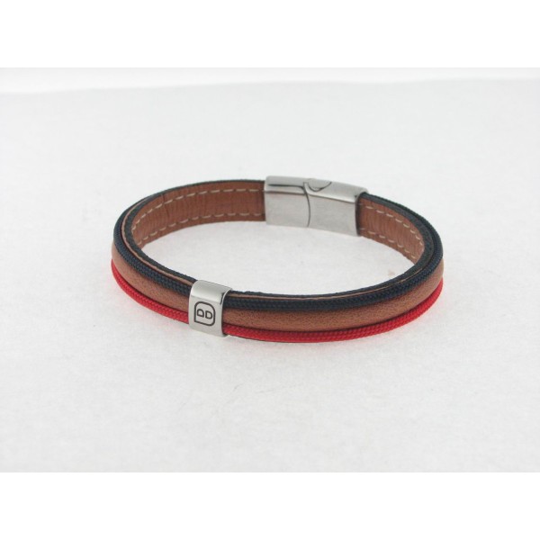 Pulsera Cuero Cordon Acero