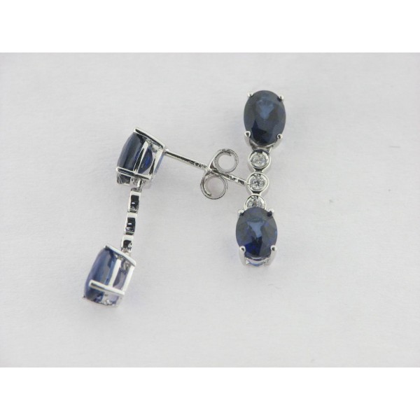 Pendientes Oro Blanco Piedras