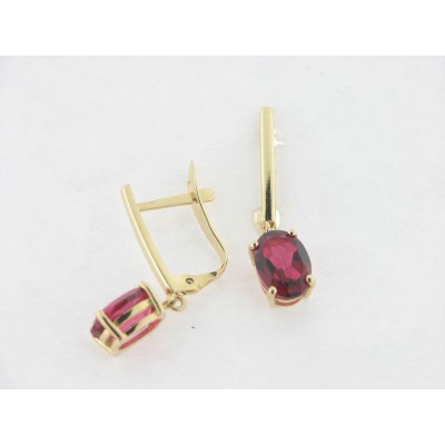 Pendientes Oro Piedra Roja Pendientes Oro Piedra Roja