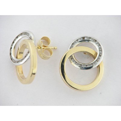 Pendientes Oro Bicolor Piedras Pendientes Oro Bicolor Piedras