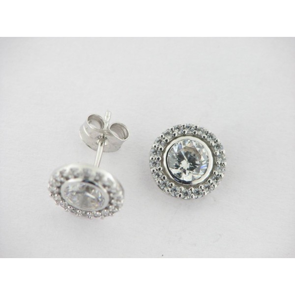 Pendientes Oro Blanco Piedras