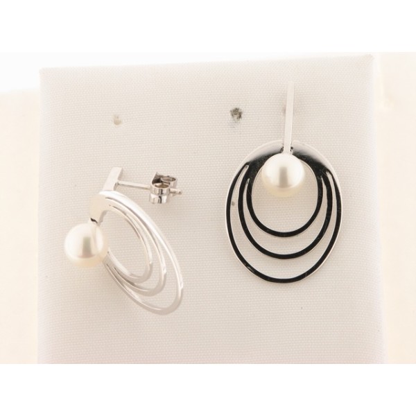 Pendientes Oro Blanco Perlas