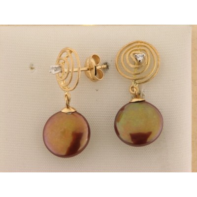 Pendientes Oro Perla Piedra Pendientes Oro Perla Piedra