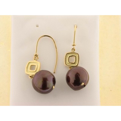 Pendientes Oro Perla Chocolate Pendientes Oro Perla Chocolate